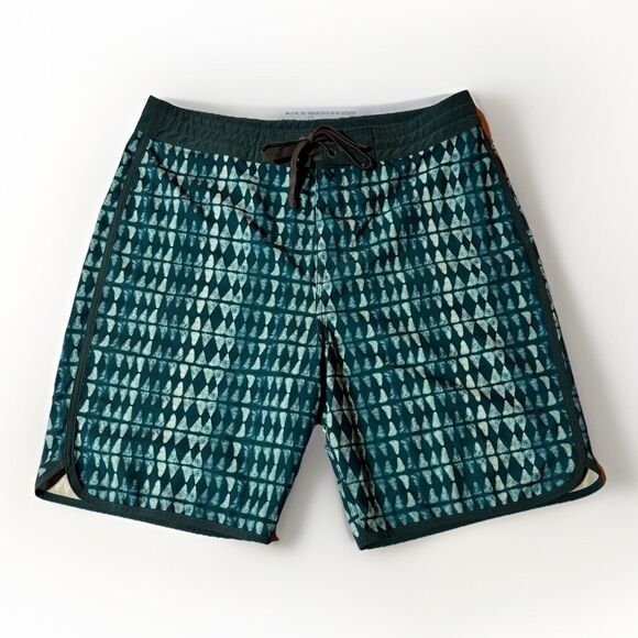 Prana Blue Geometric Shapes Shorts Men's Size 31 Beach Swim Run Outdoor Walking - Picture 1 of 9